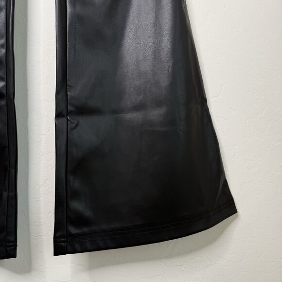 NWT Size 9 SO Black Faux Leather High Rise Flare Bell Bottom Pants Chic Goth 70s - Picture 5 of 16